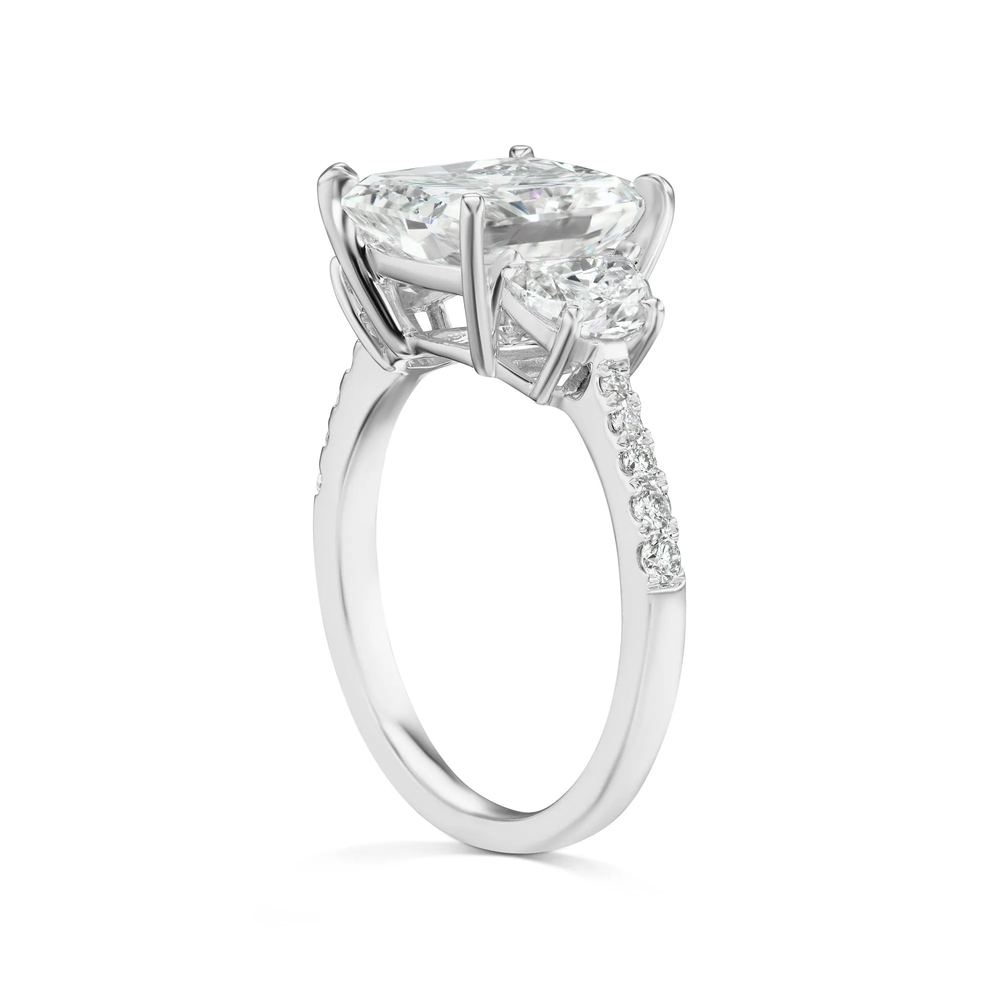 LAMIS 5 CARAT RADIANT CUT F COLOR VS2 CLARITY DIAMOND ENGAGEMENT RING 18K WHITE GOLD CERTIFIED 4 CT F VS2 BY MIKE NEKTA