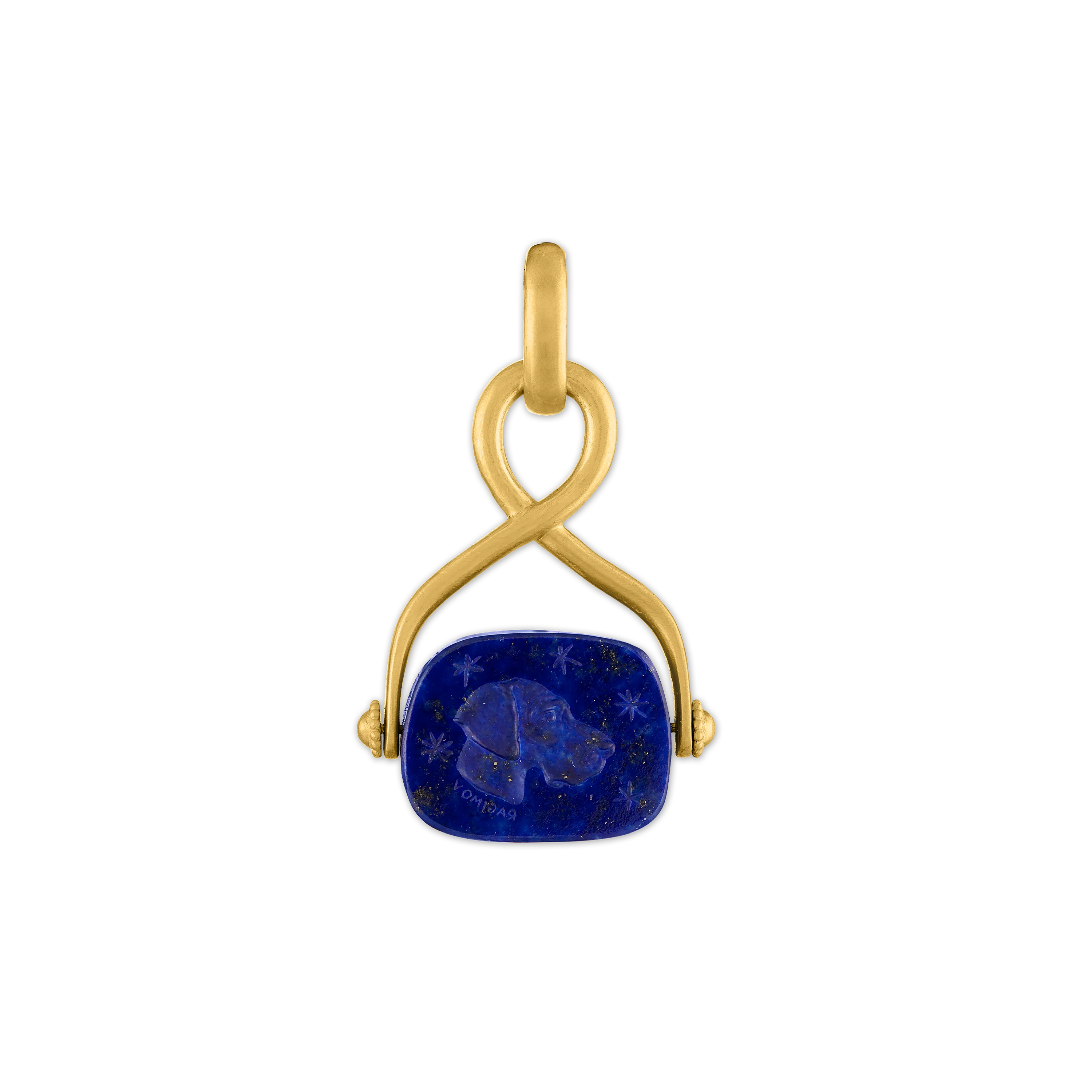 Lapis Intaglio Unda Spinning Pendant