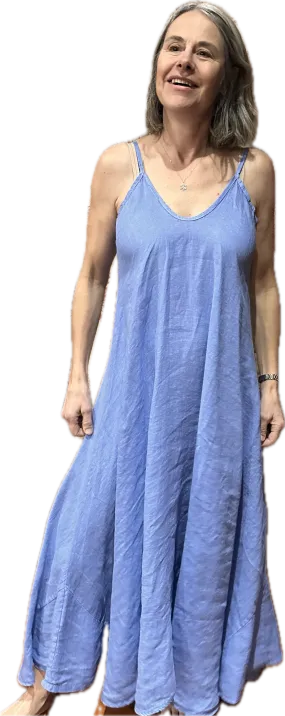 Linen - Bias Dress - Blue