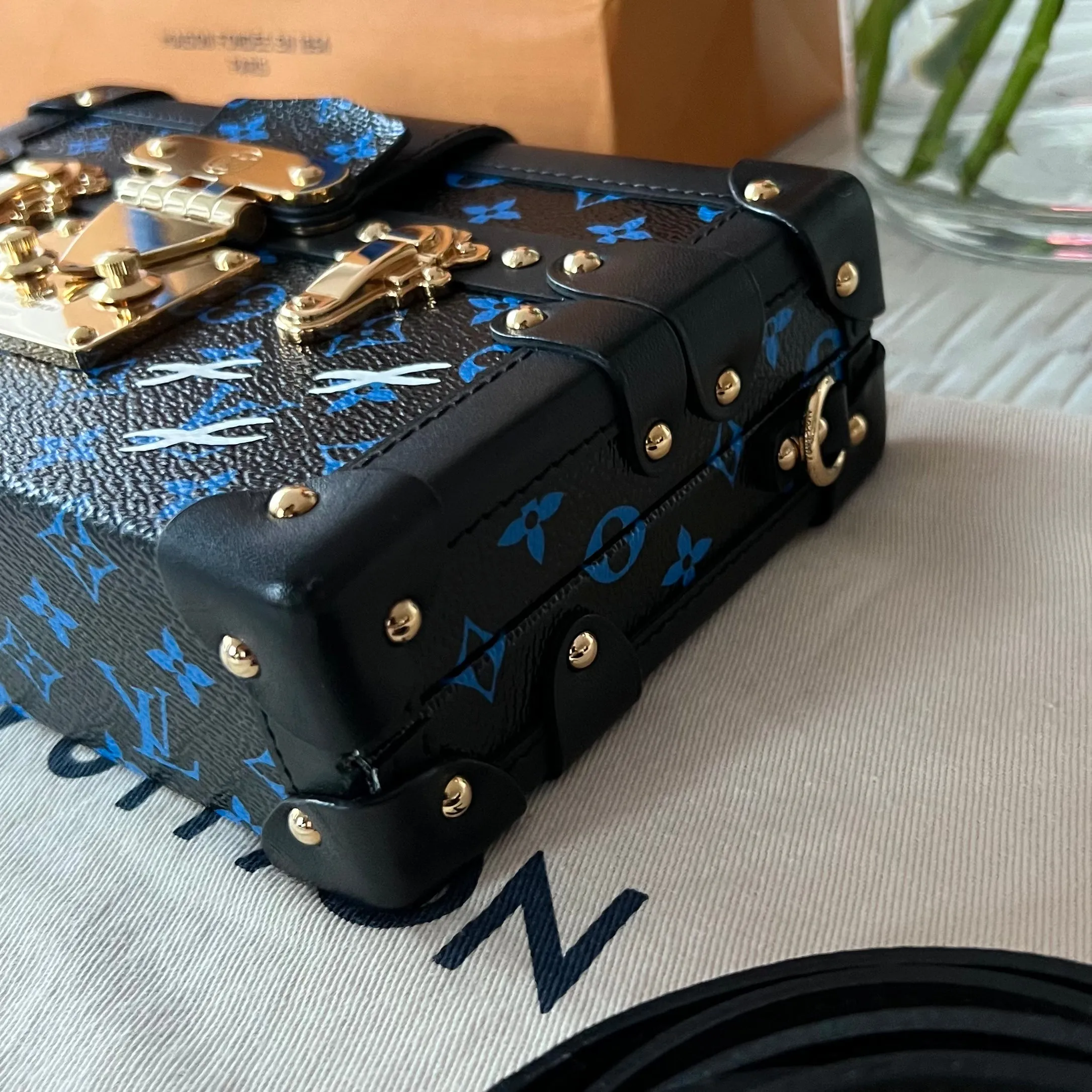 Louis Vuitton Monogram Petite Malle Blue Black Bag