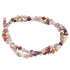 MATTE Mexican Laguna Lace Agate 4mm Round 15-16 Inch