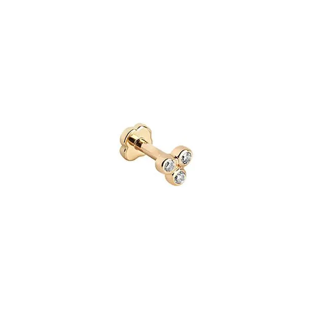 MBF Diamond Triad Large Labret, 14k Gold