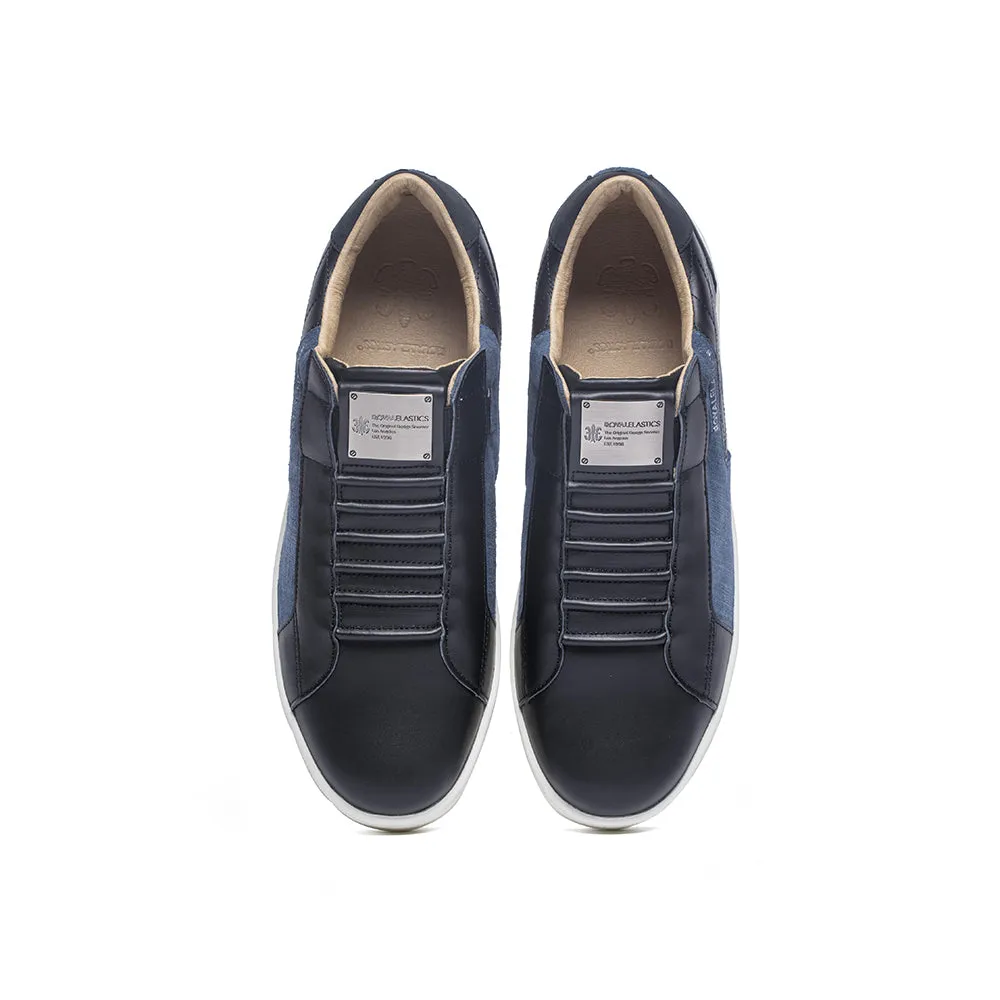 Men's Adelaide Black Blue Leather Sneakers 02694-995