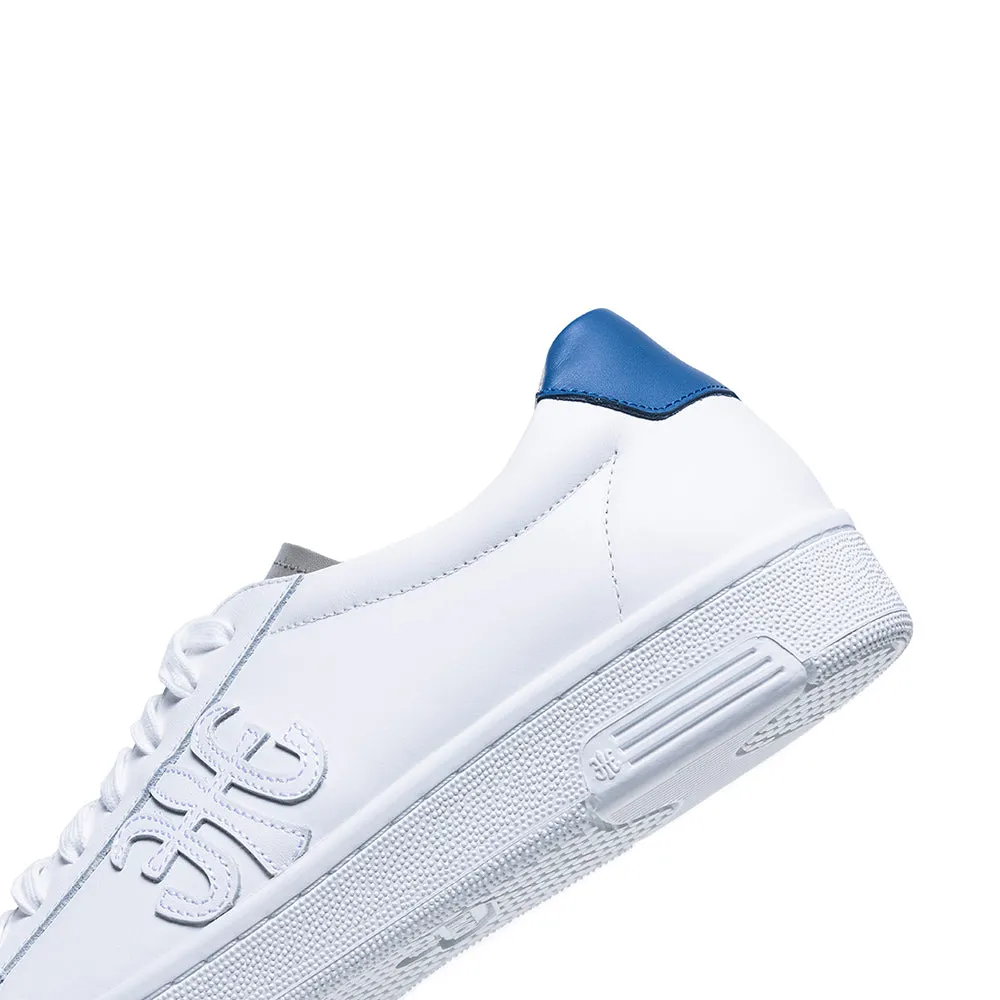 Men's Honor White Blue Logo Leather Sneakers 08021-085