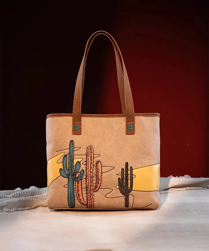 Montana West Cactus Embroidered Tote Bag