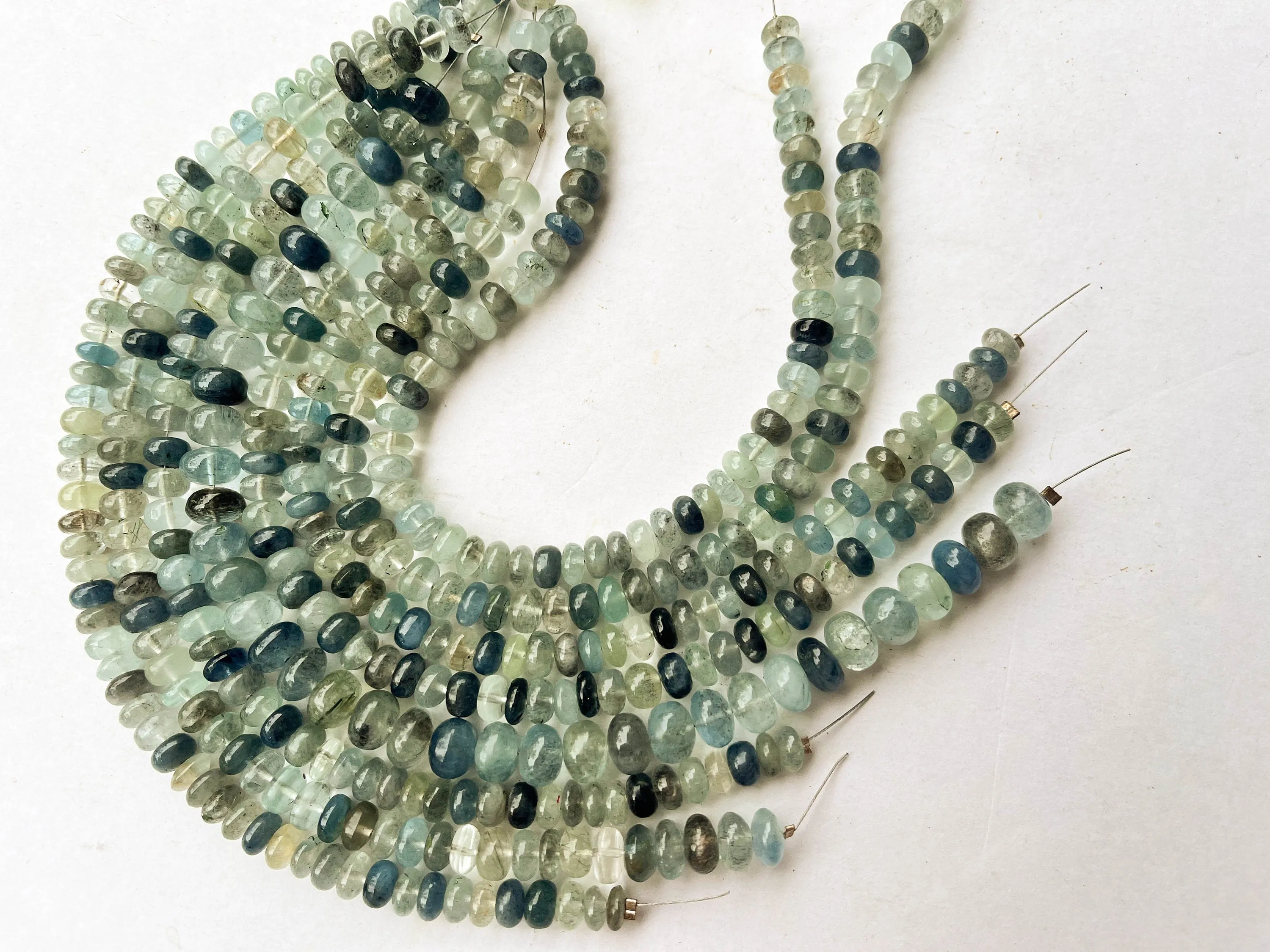 Moss Aquamarine Smooth Rondelle Shape Beads