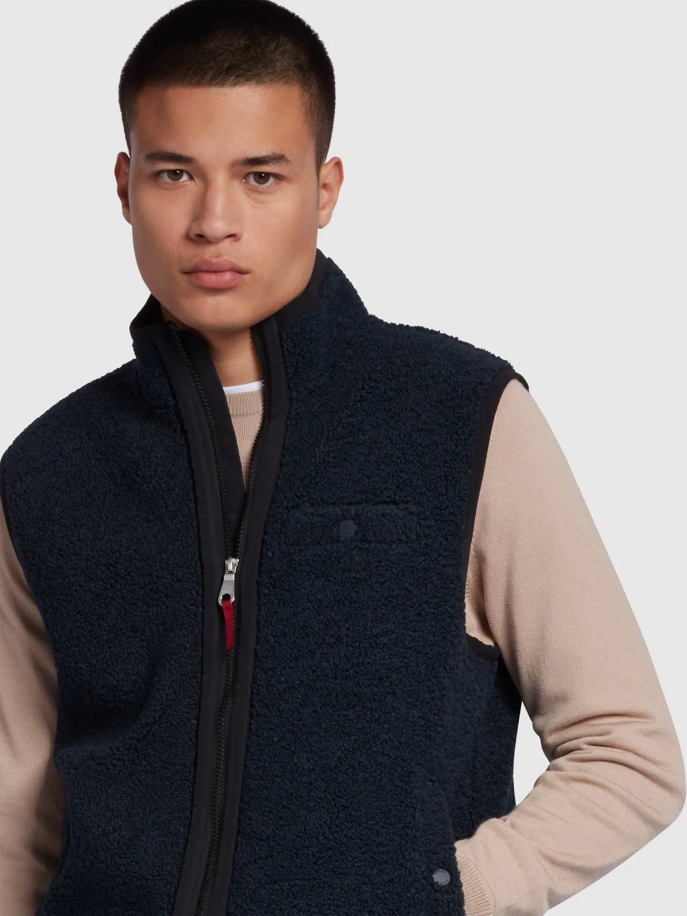 Naples Regular Fit Borg Fleece Gilet In True Navy