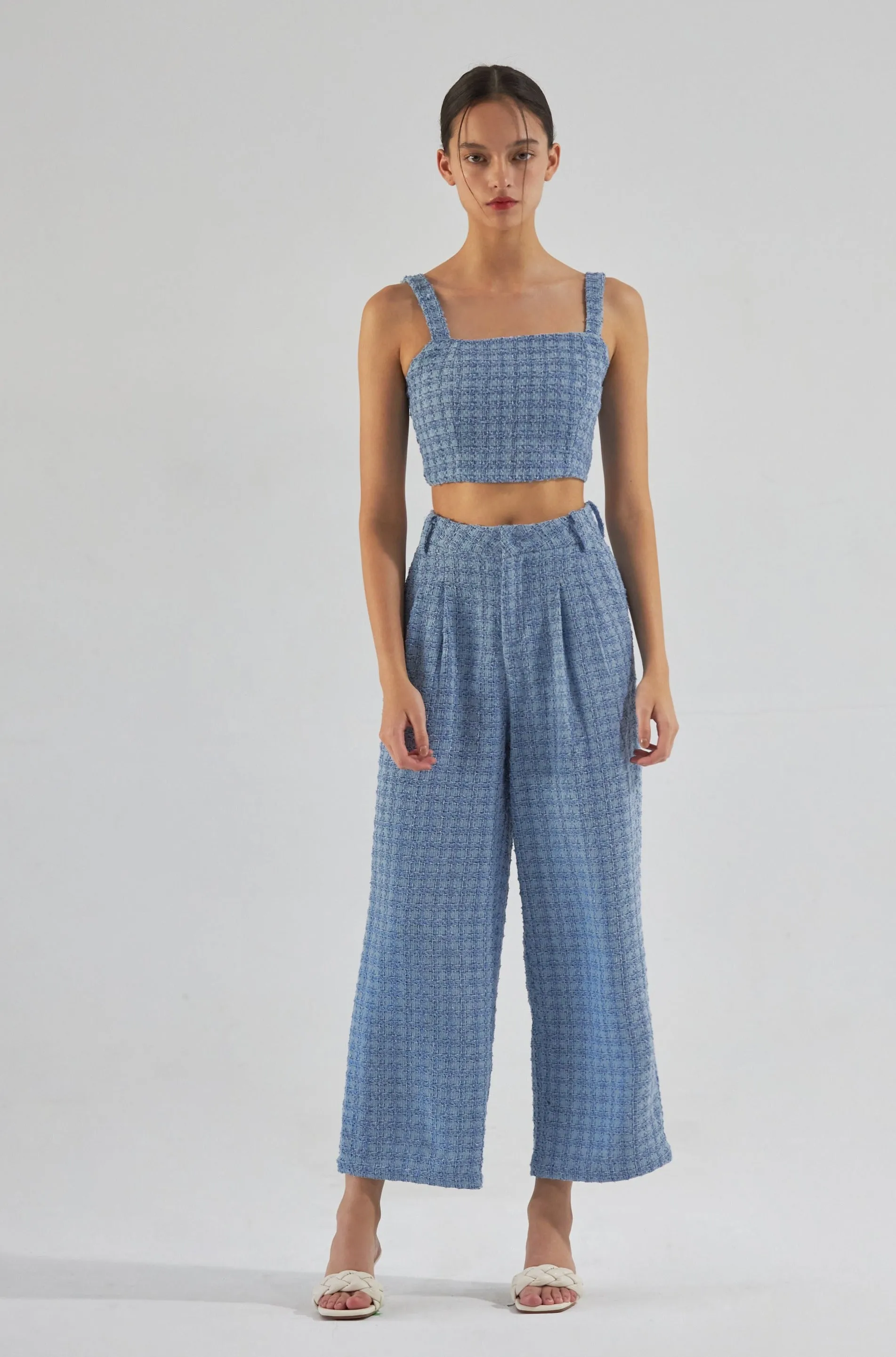 Old money wide leg pants in blue