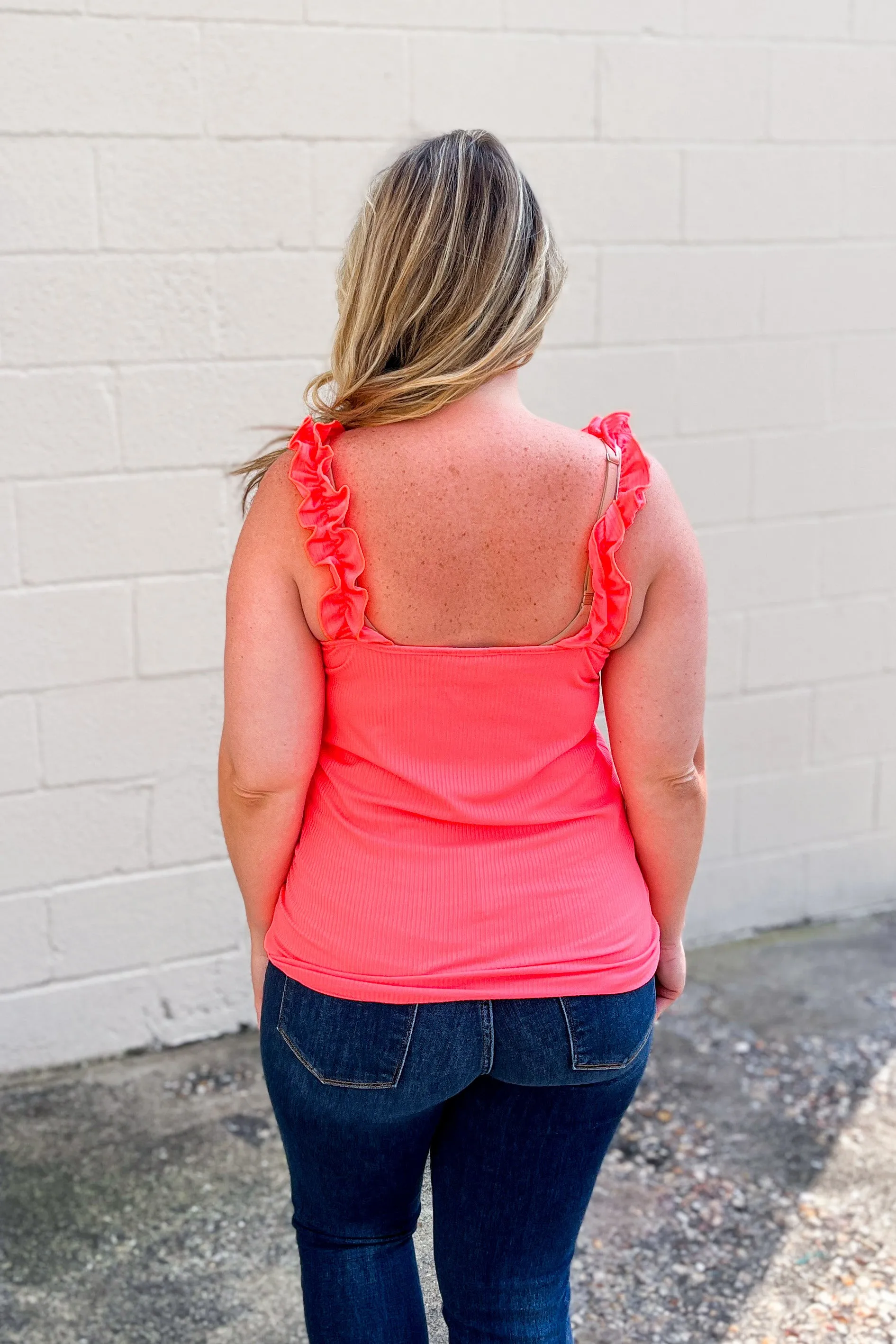 On The Bright Side Tank Top, Neon Coral