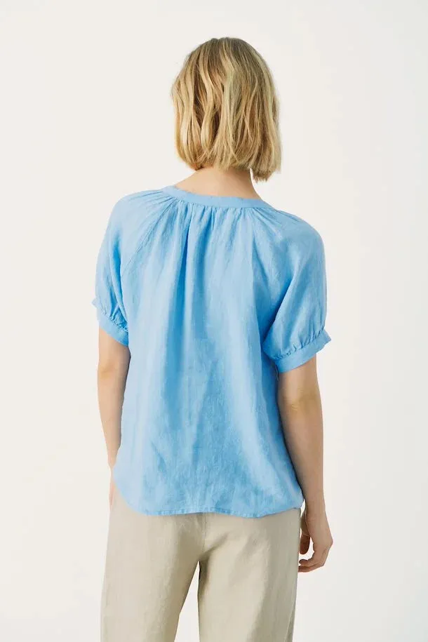 PART TWO POPSY LINEN BLOUSE DUSK BLUE