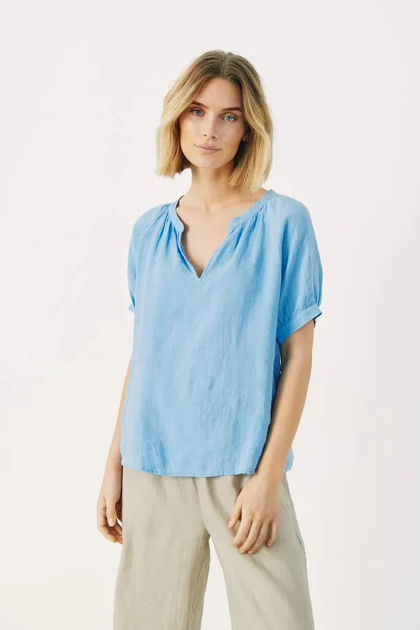 PART TWO POPSY LINEN BLOUSE DUSK BLUE