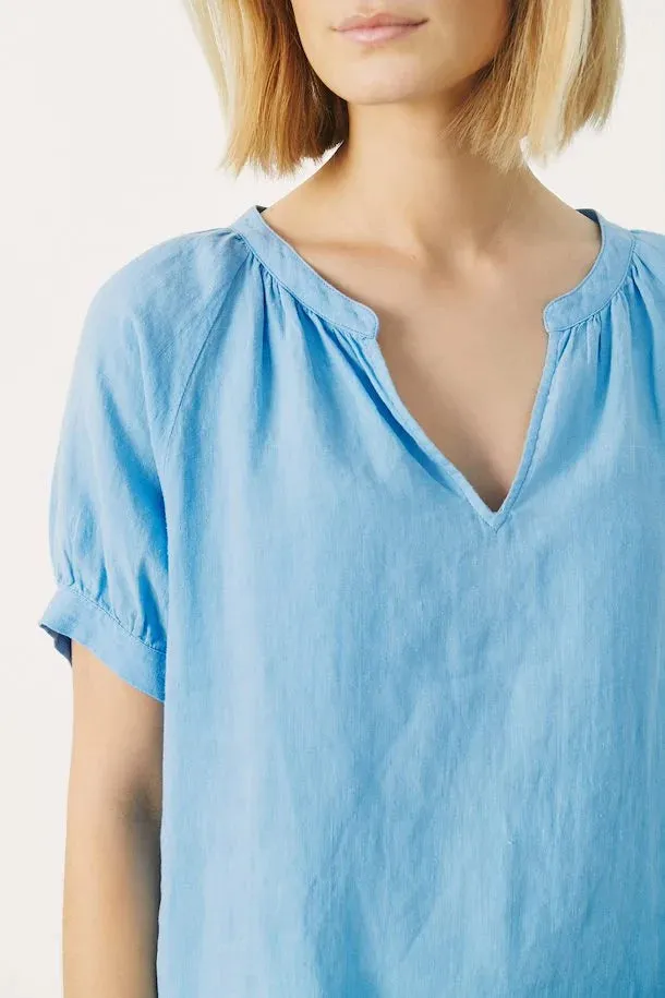 PART TWO POPSY LINEN BLOUSE DUSK BLUE