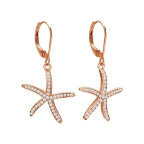 Pavé Sea Star Lever Back Earrings