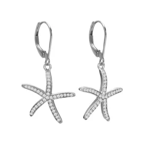 Pavé Sea Star Lever Back Earrings