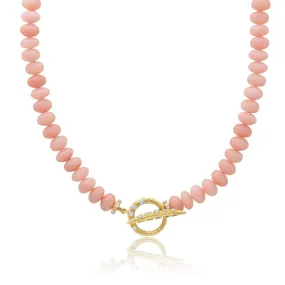 Pink Opal   Diamond Necklace