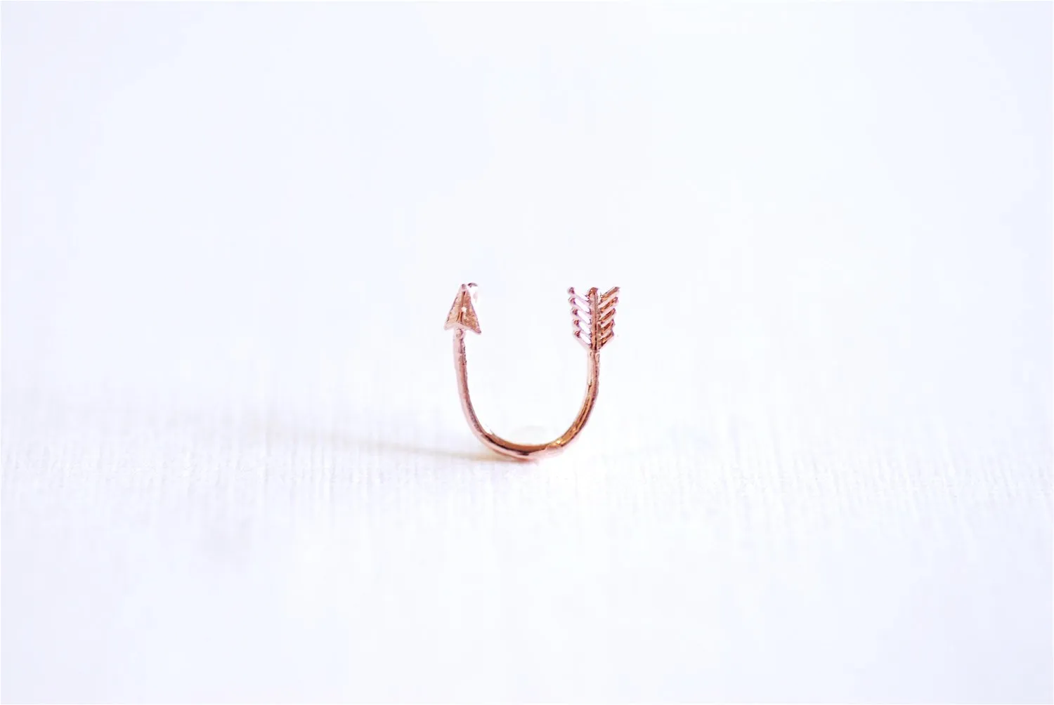 Pink Rose Gold Vermeil Curved Arrow Connector Charm- 18k gold over Sterling Silver Arrow Connector Charm Link, Thin Bent Arrow Connector,288