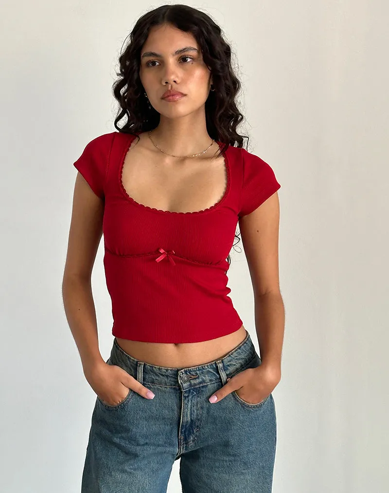 Rada Top in Rib Adrenaline Red