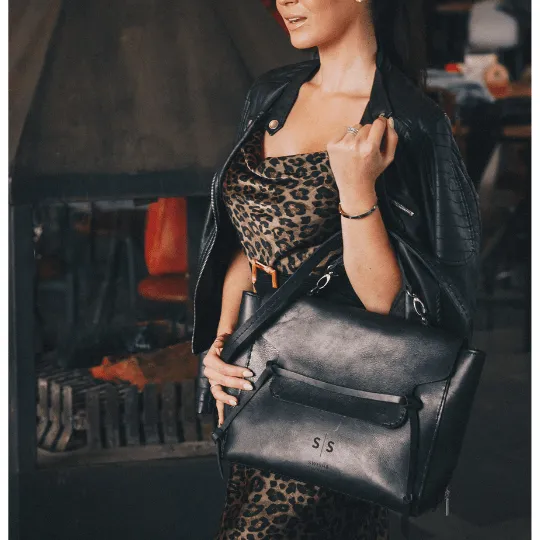 Rebekah Genuine Leather Handbag Black