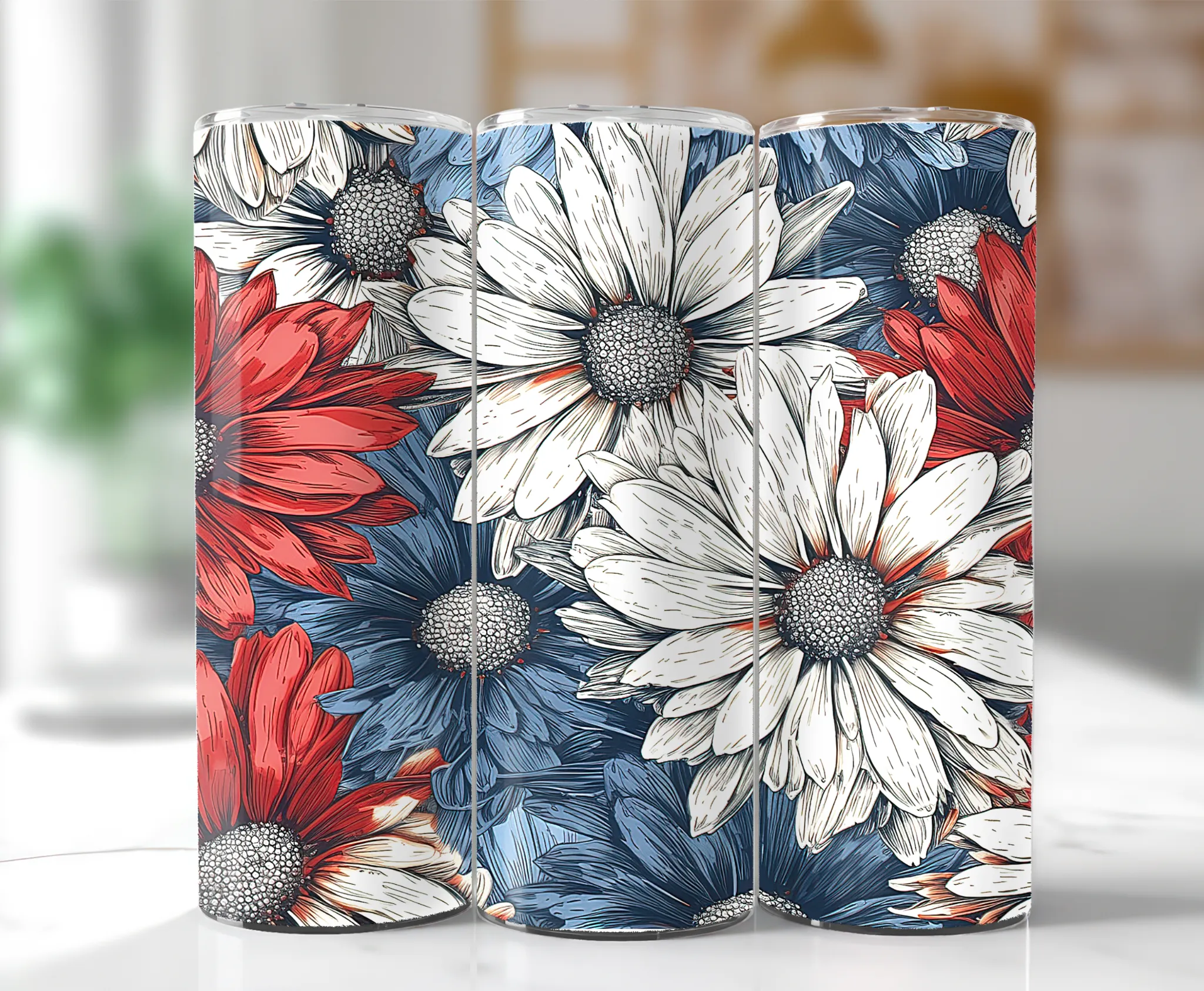 Red White Blue Flowers - 20oz