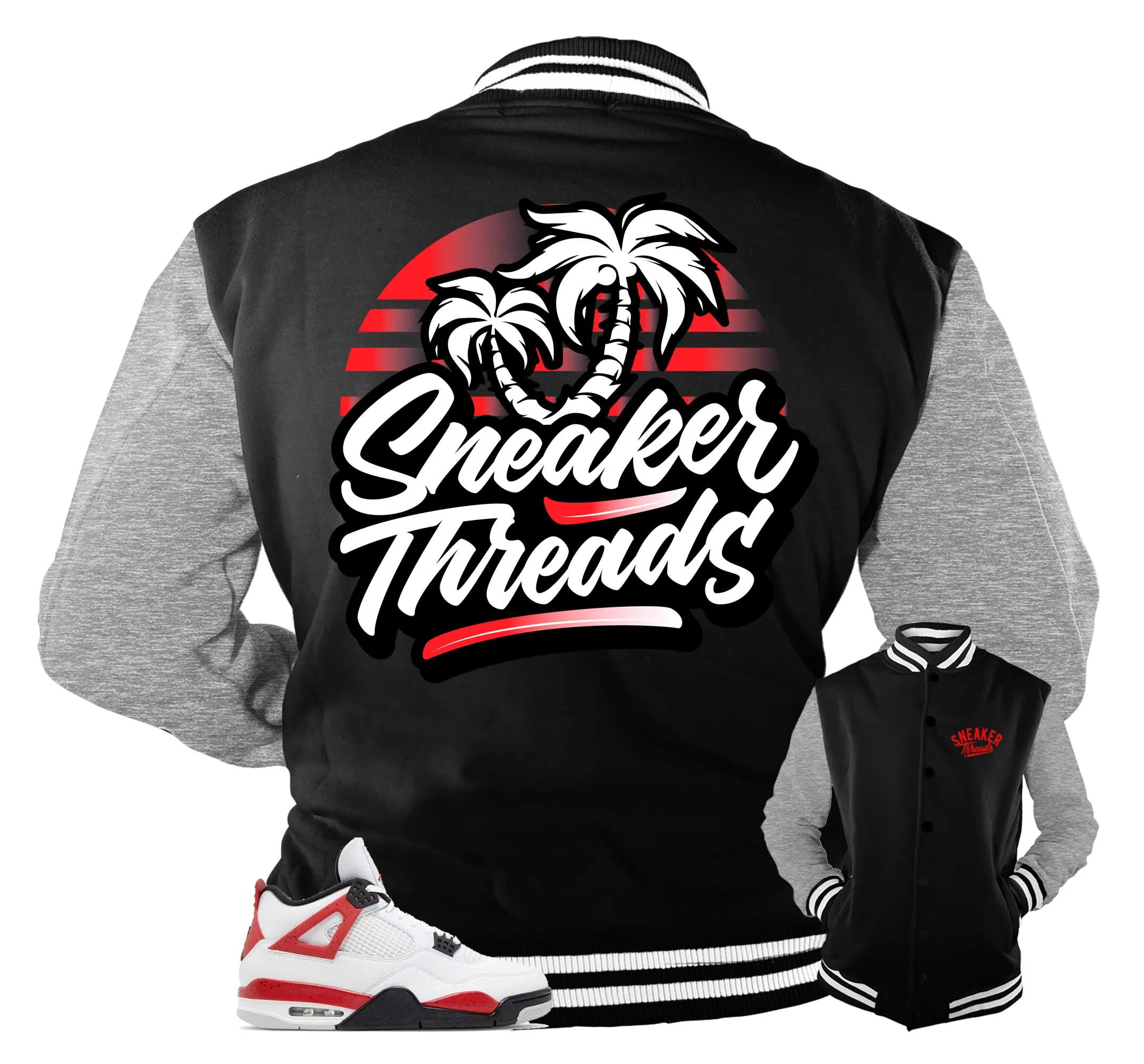 Retro 4 Red Cement ST Palms Varsity Jacket