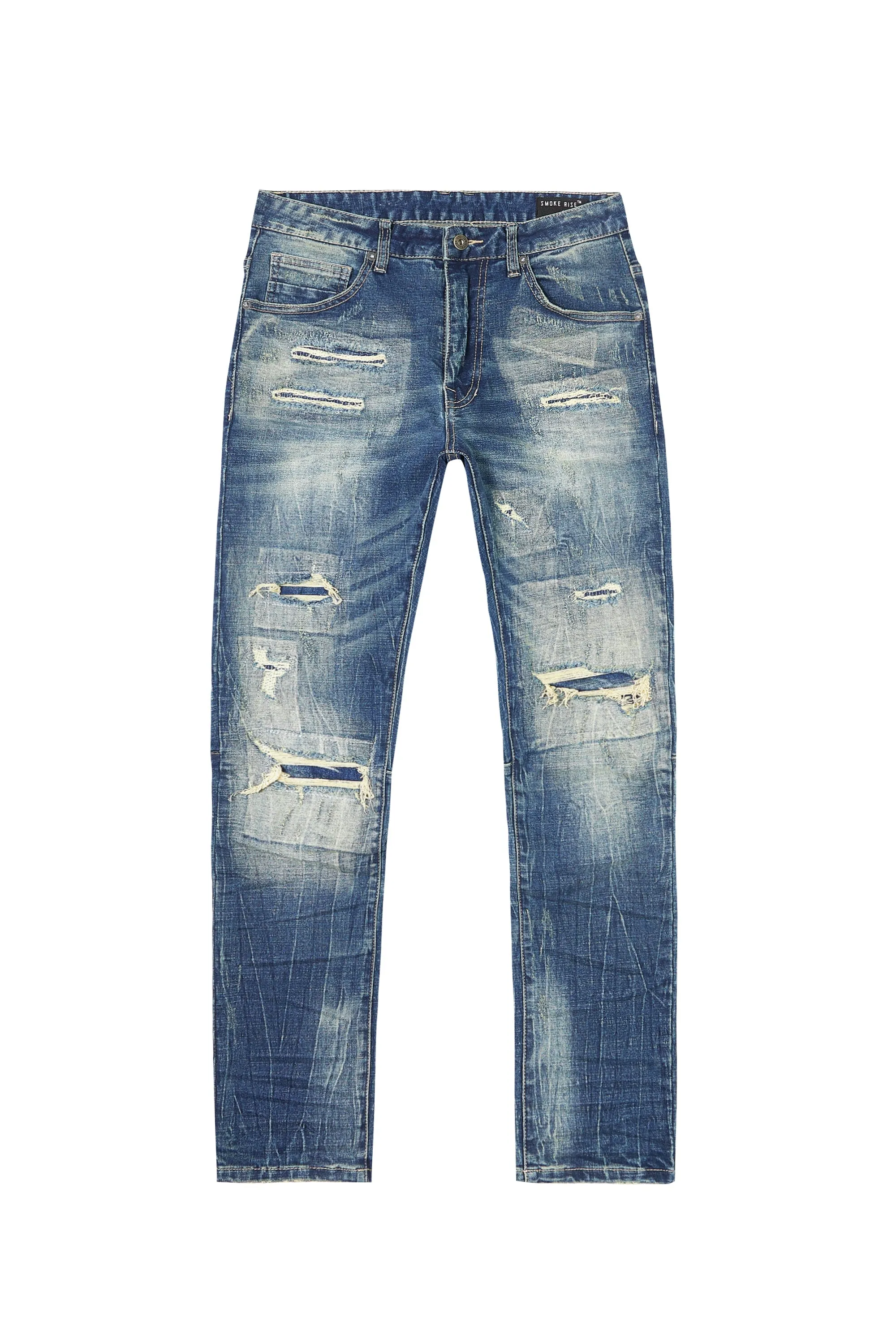 Rip & Repair Super Skinny Denim Jeans - Westport Blue