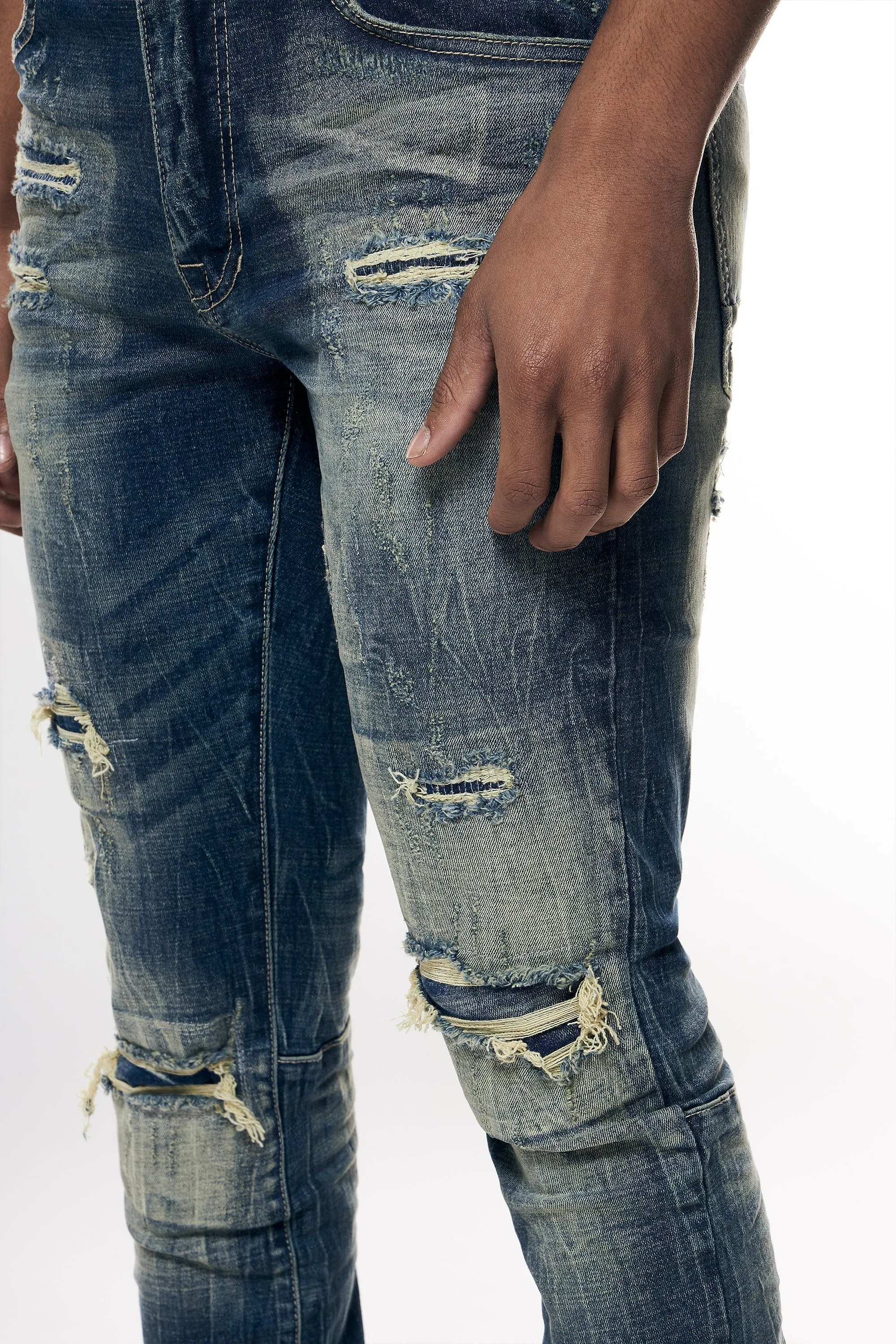 Rip & Repair Super Skinny Denim Jeans - Westport Blue