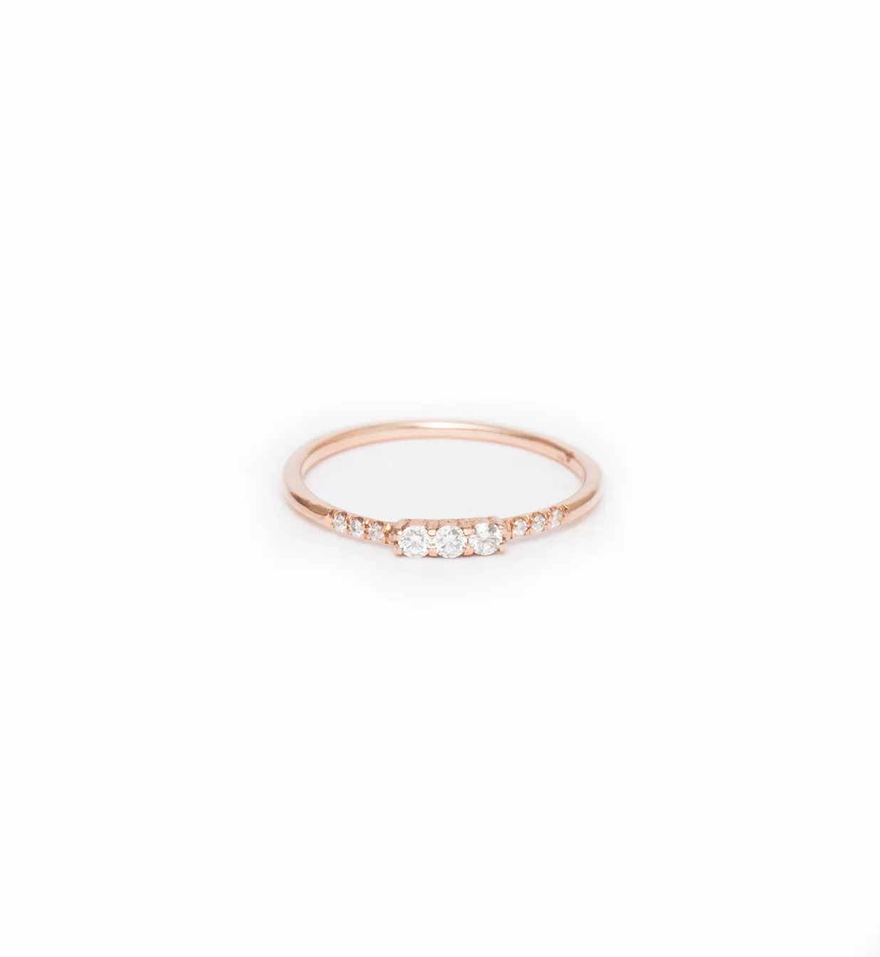 Rose Gold Three Diamond Equilibrium Ring