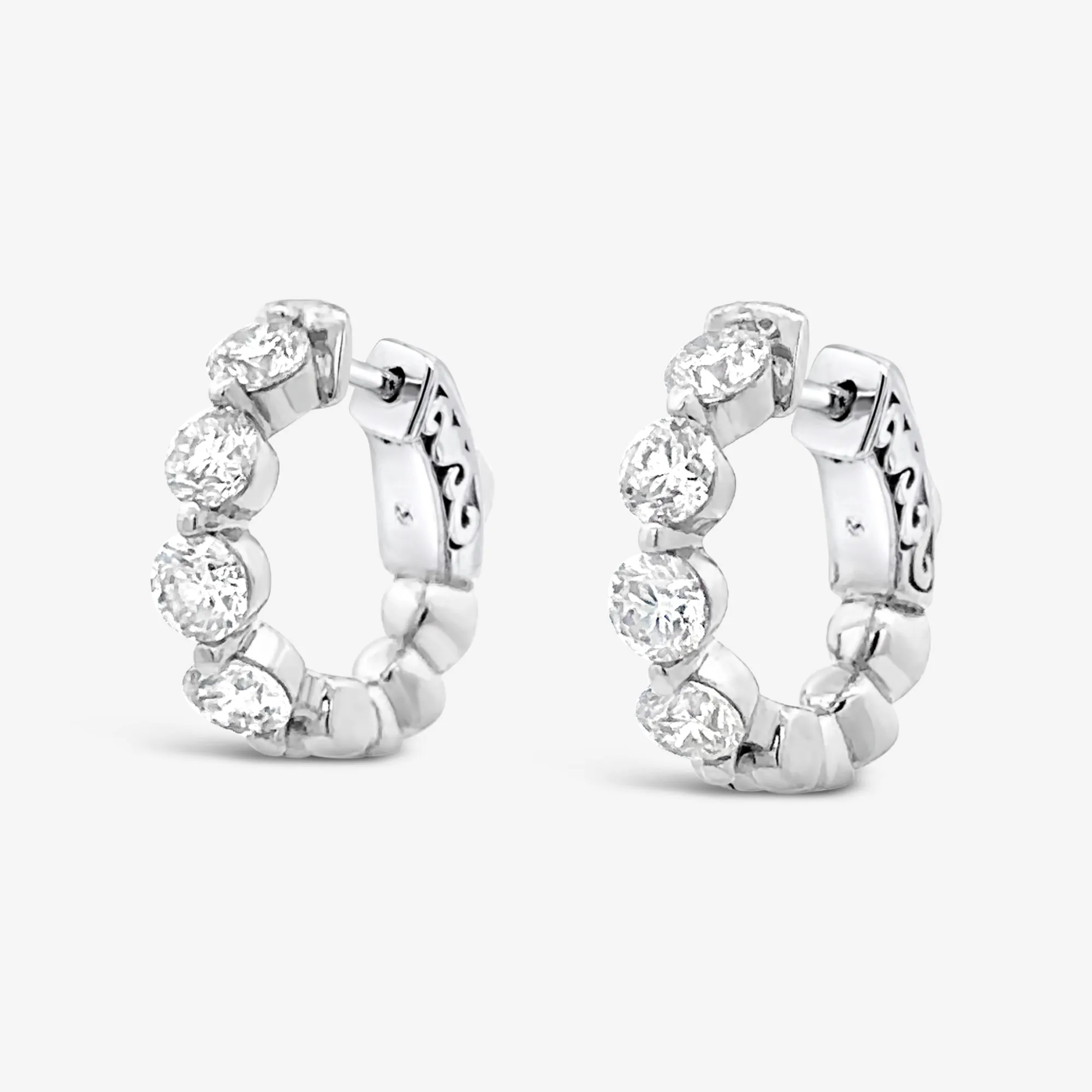 Shared Prong 1.50CT Diamond Huggie Earrings