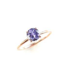 Tanzanite Solitaire Ring - Round Tanzanite Solitaire - December Birthstone Ring