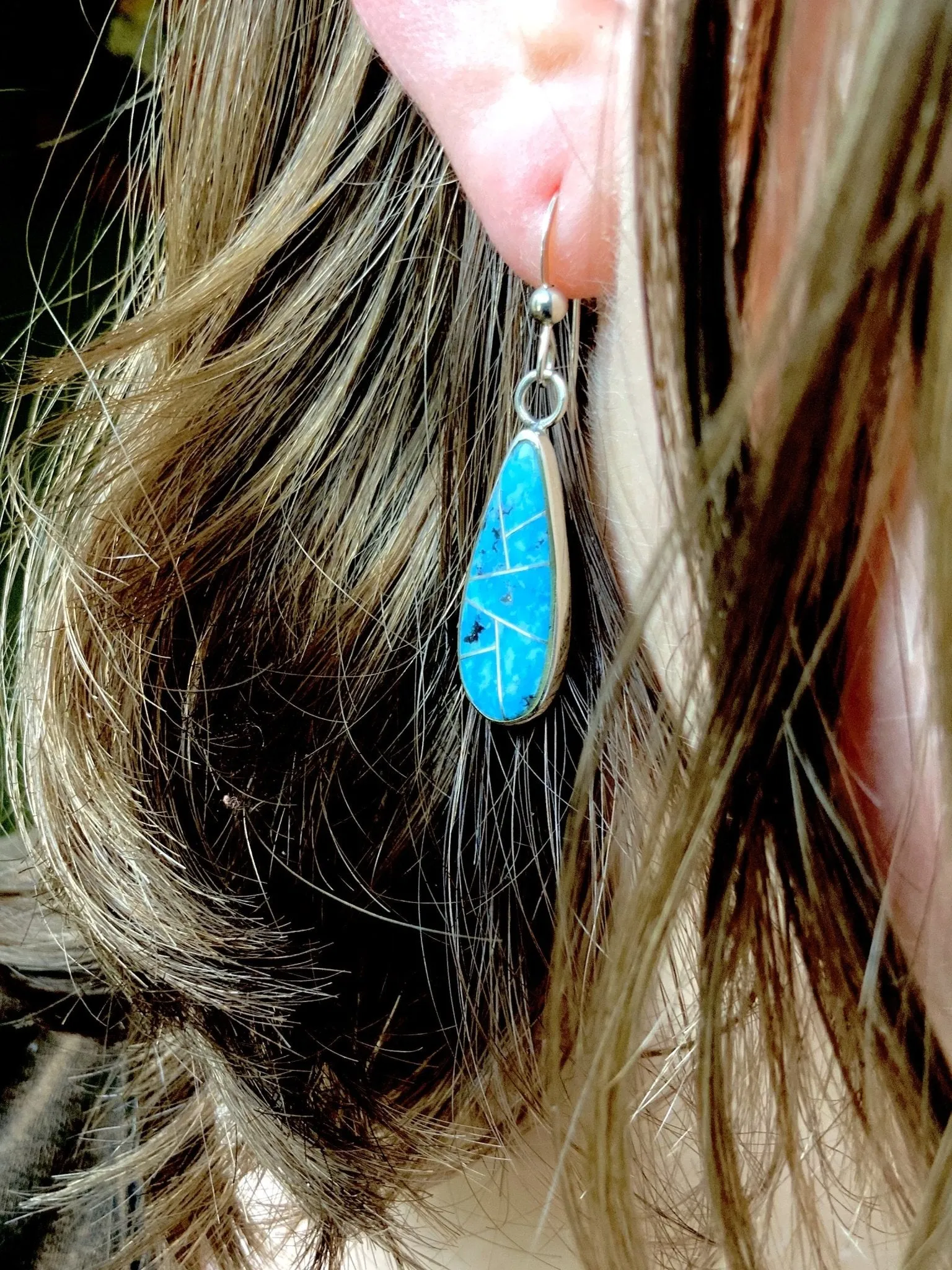 The Right Shade Kingman Turquoise Inlay Earrings