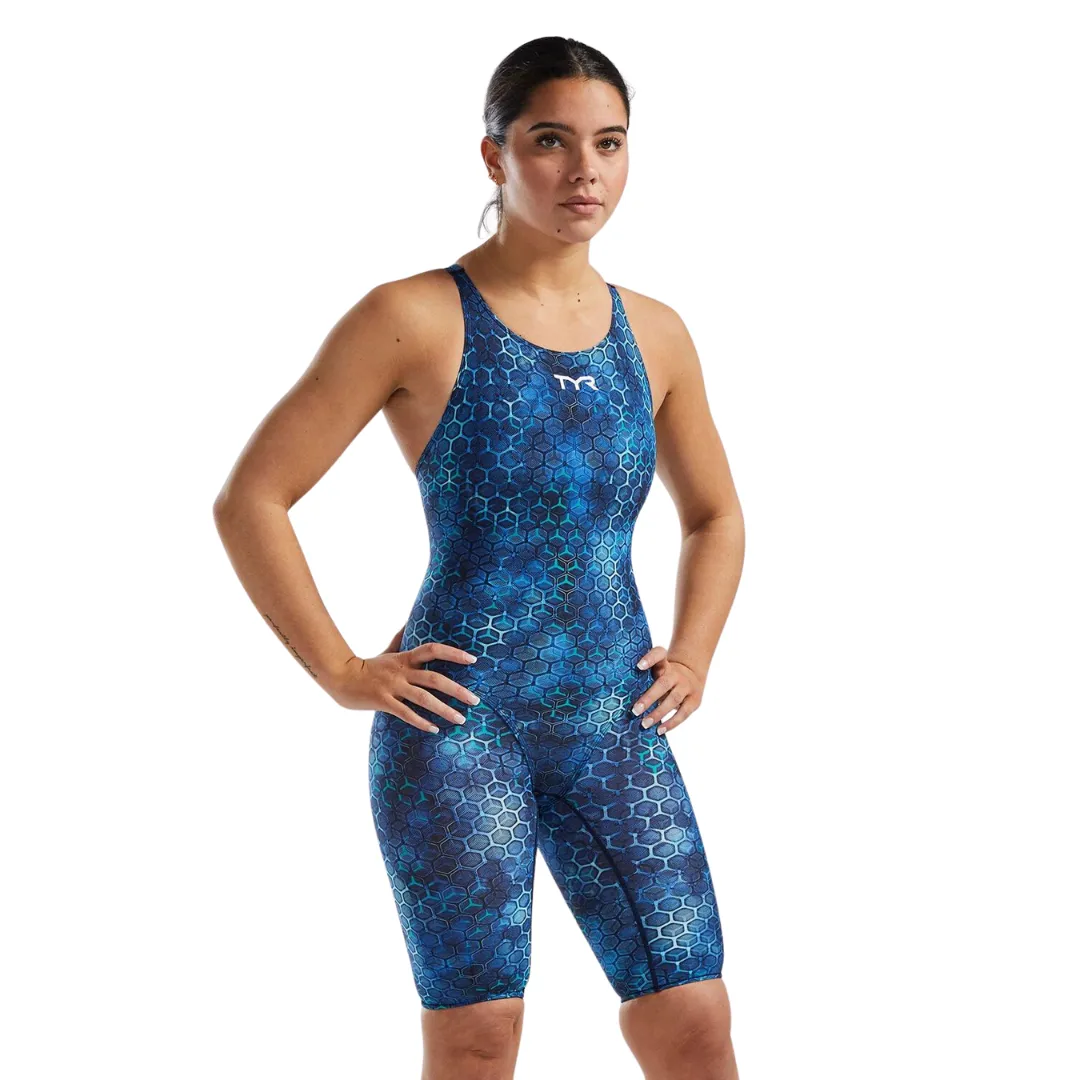 TYR Women's Thresher Open Back Swimsuit Akurra | Blue