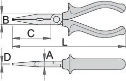 Unior Long Nose Pliers With Side Cutter And Pipe Grip - Straight