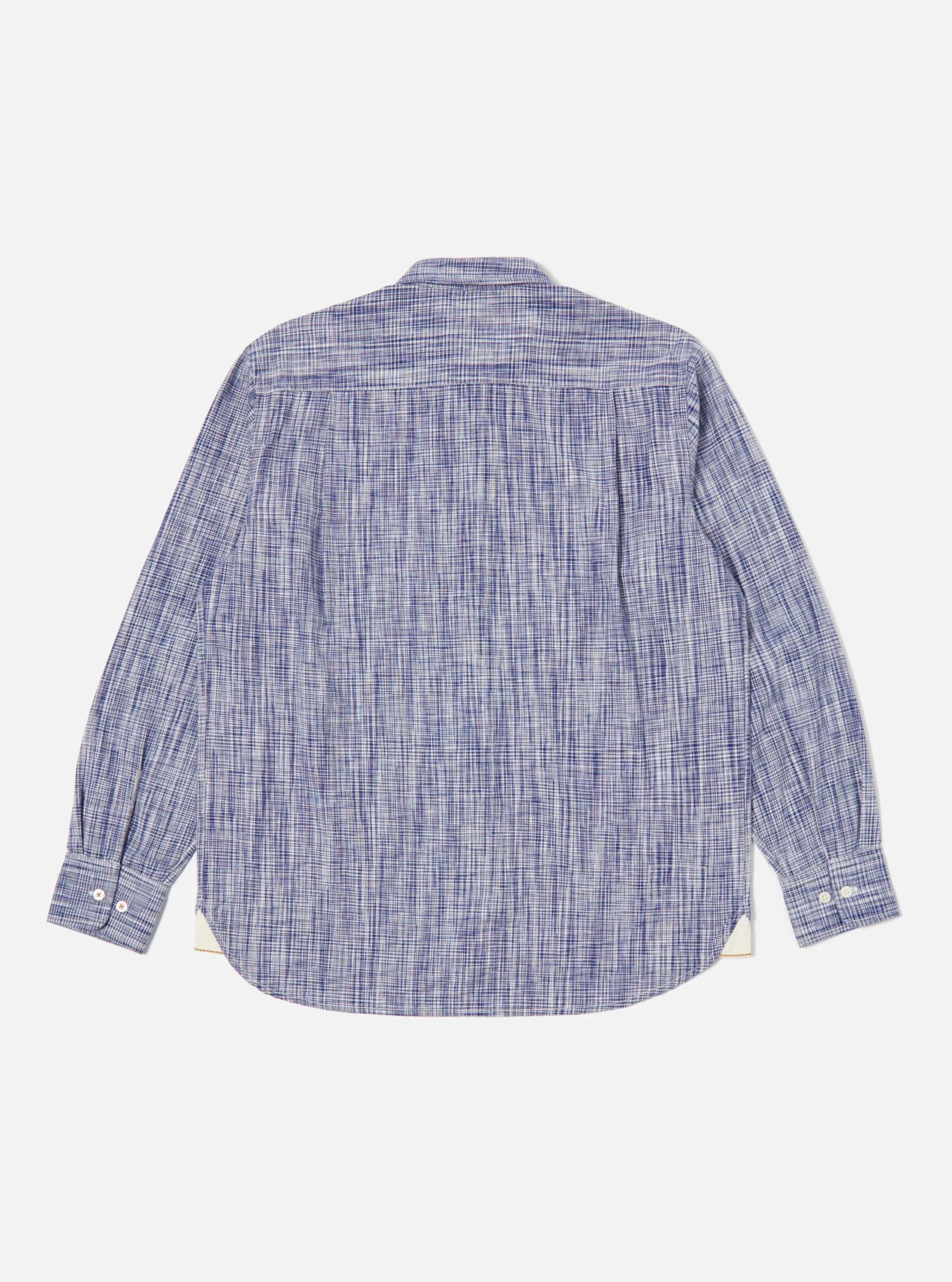 Universal Works Navy Blue Ocean Ikat Square Pocket Shirt