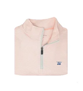 Youth Dogwood Quarter Zip - Peach/White Microstripe