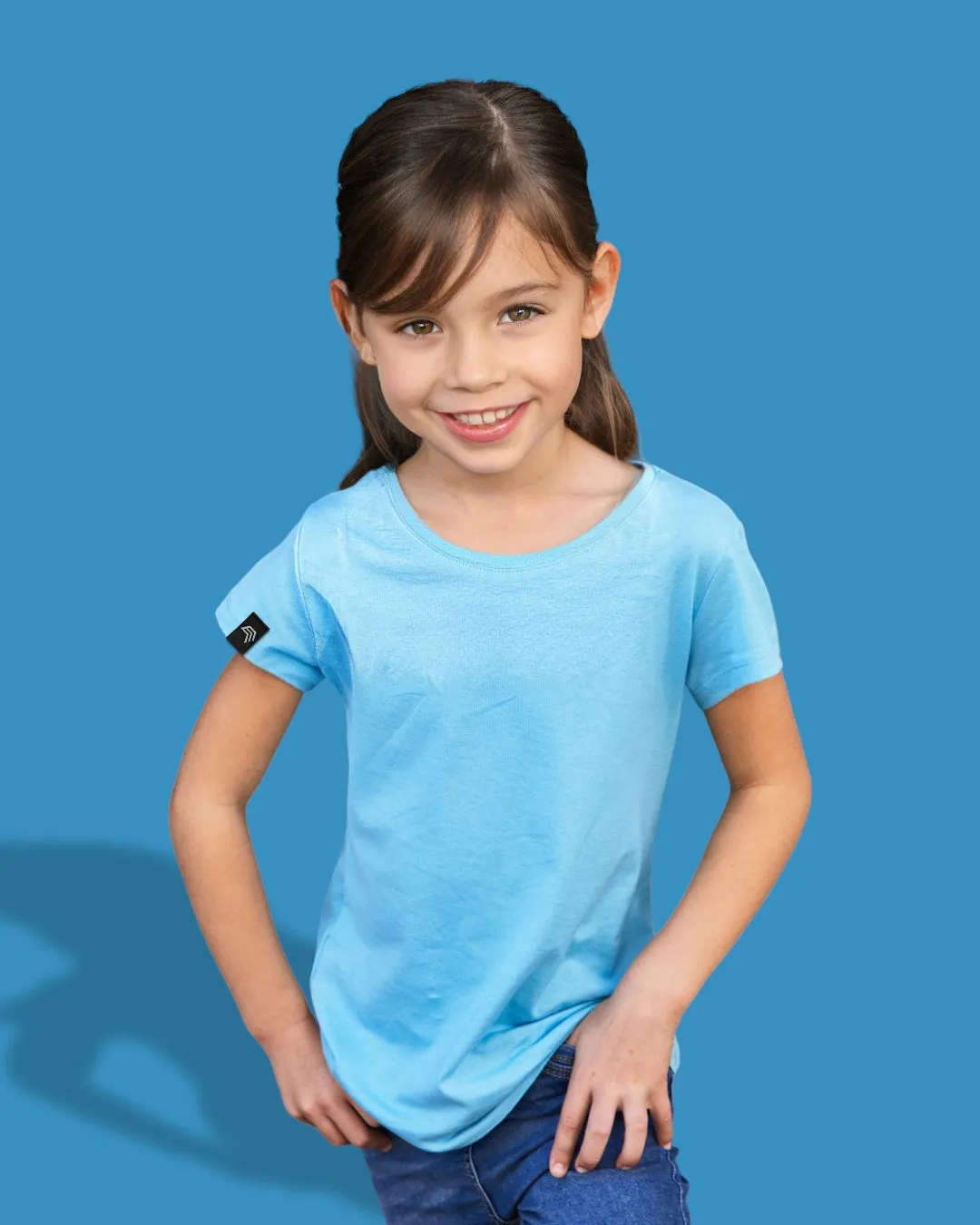 ― % ― JAN 8007G ― Kinder/Mädchen Bio-Baumwolle T-Shirt - Cobalt Blau [XL / 146-152]